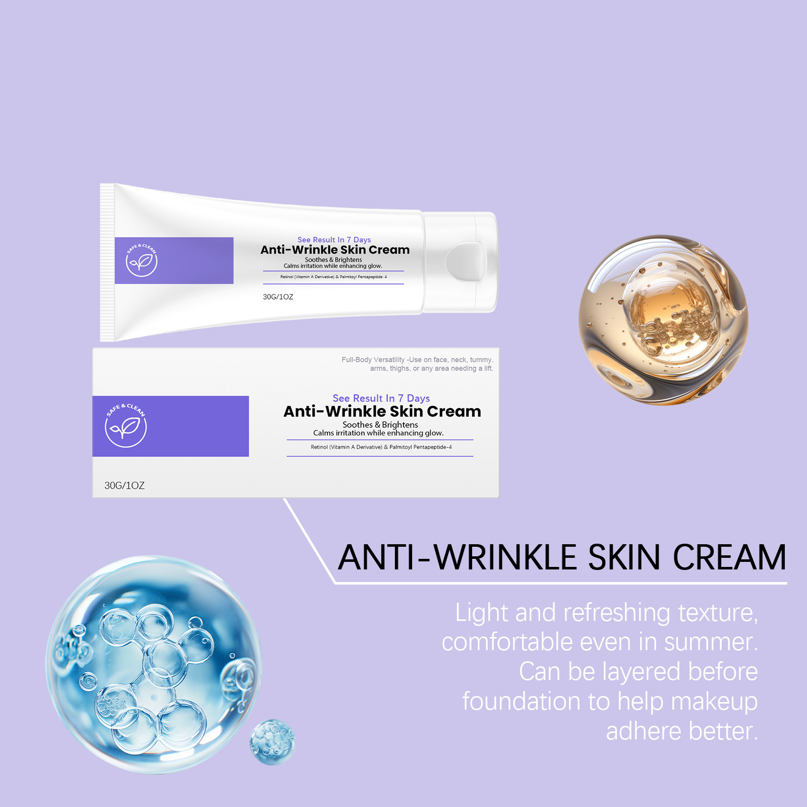 Retinol Moisturizer Cream Mild Ingredients Nourish Hydrate Soft Smooth Skin Bright Daily Facial Care