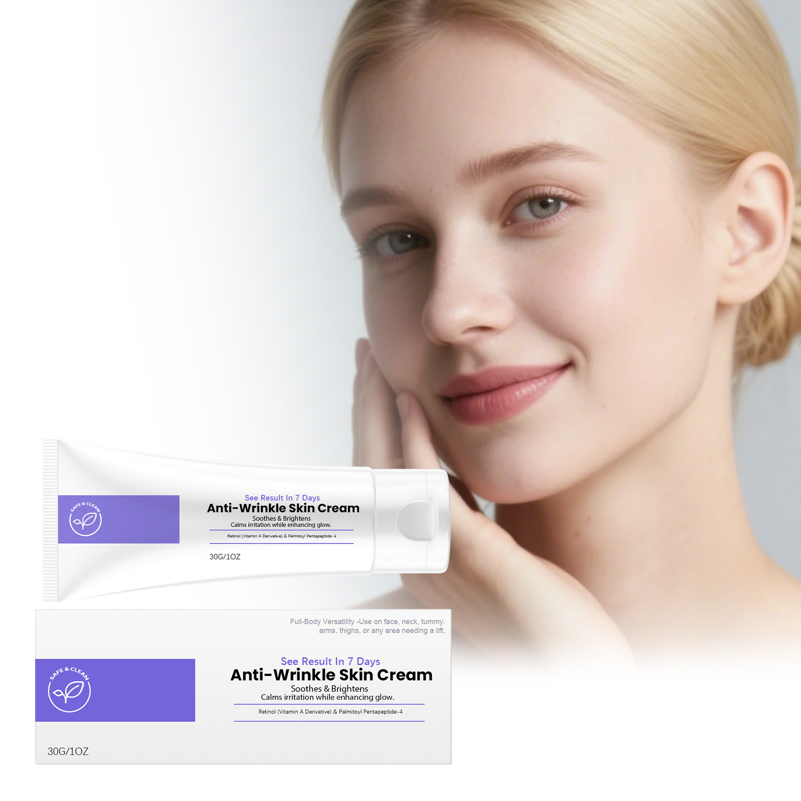 Retinol Moisturizer Cream Mild Ingredients Nourish Hydrate Soft Smooth Skin Bright Daily Facial Care
