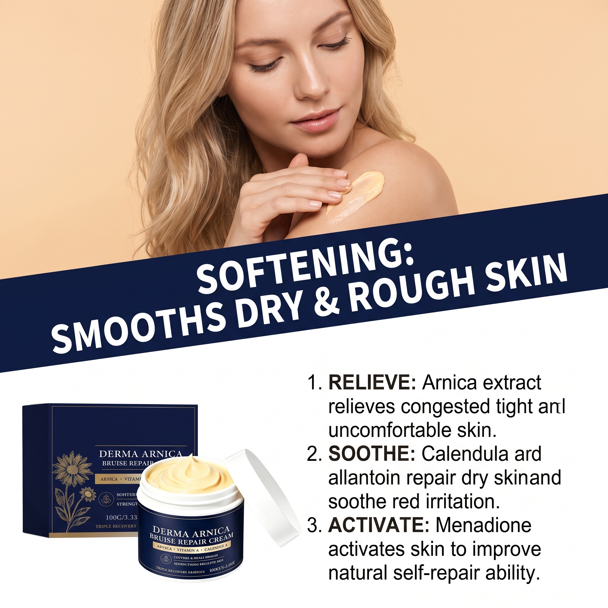 Skin Care Emollient Cream Mild Low Irritation Dense Absorbable Multi Skin Applicable Body Care