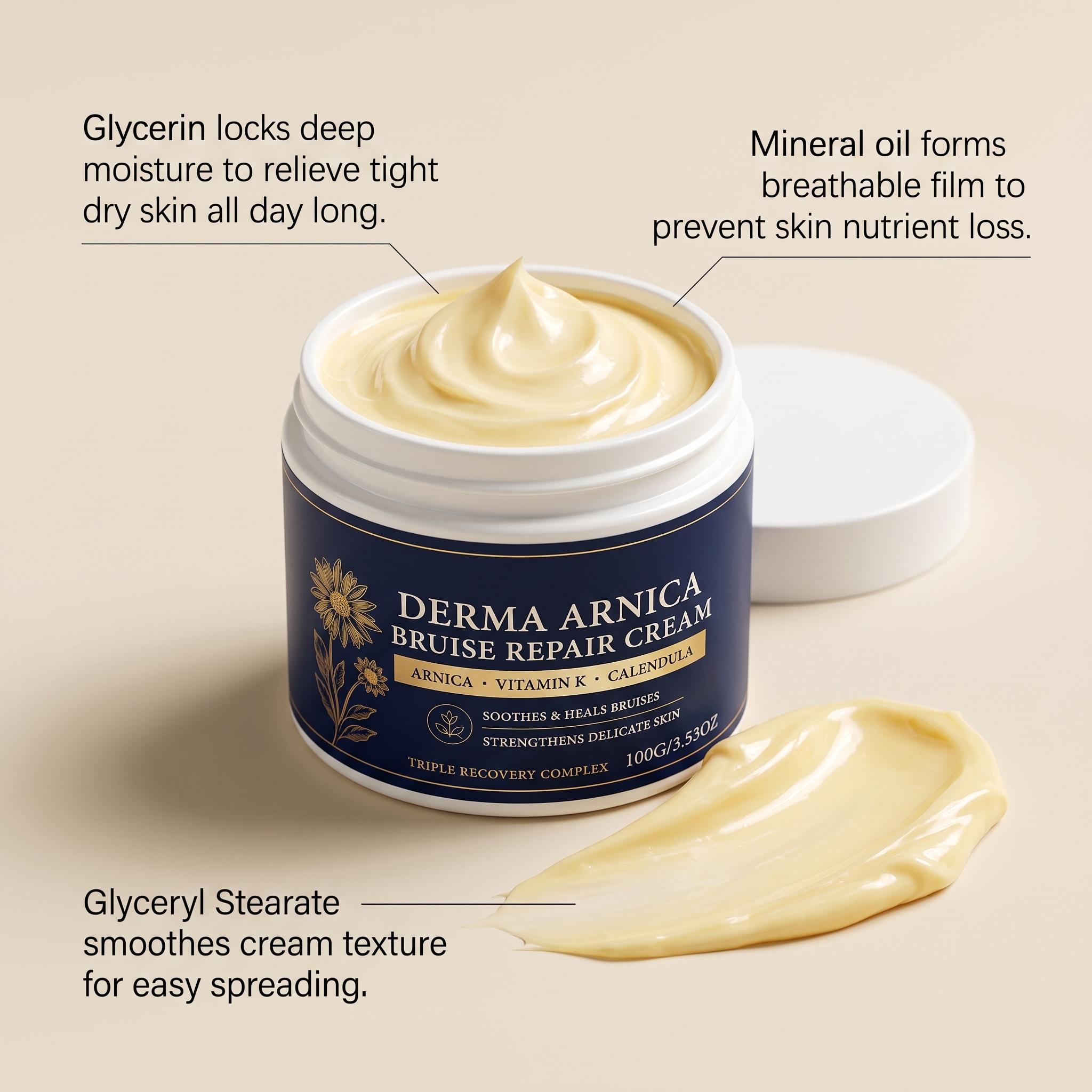 Skin Care Emollient Cream Mild Low Irritation Dense Absorbable Multi Skin Applicable Body Care