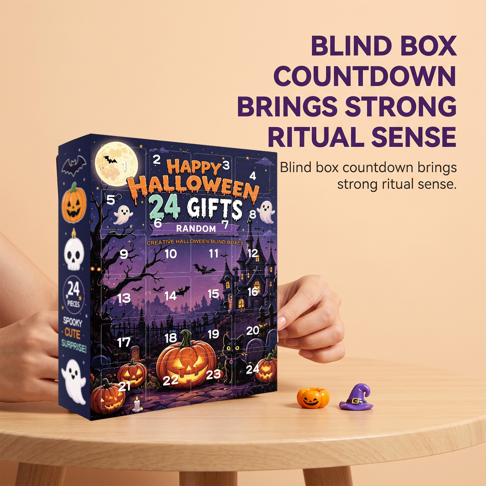 Eeljoy Assorted Halloween Ornament Blind Box Twenty Four Grid Countdown Various Shapes Decoration Gift