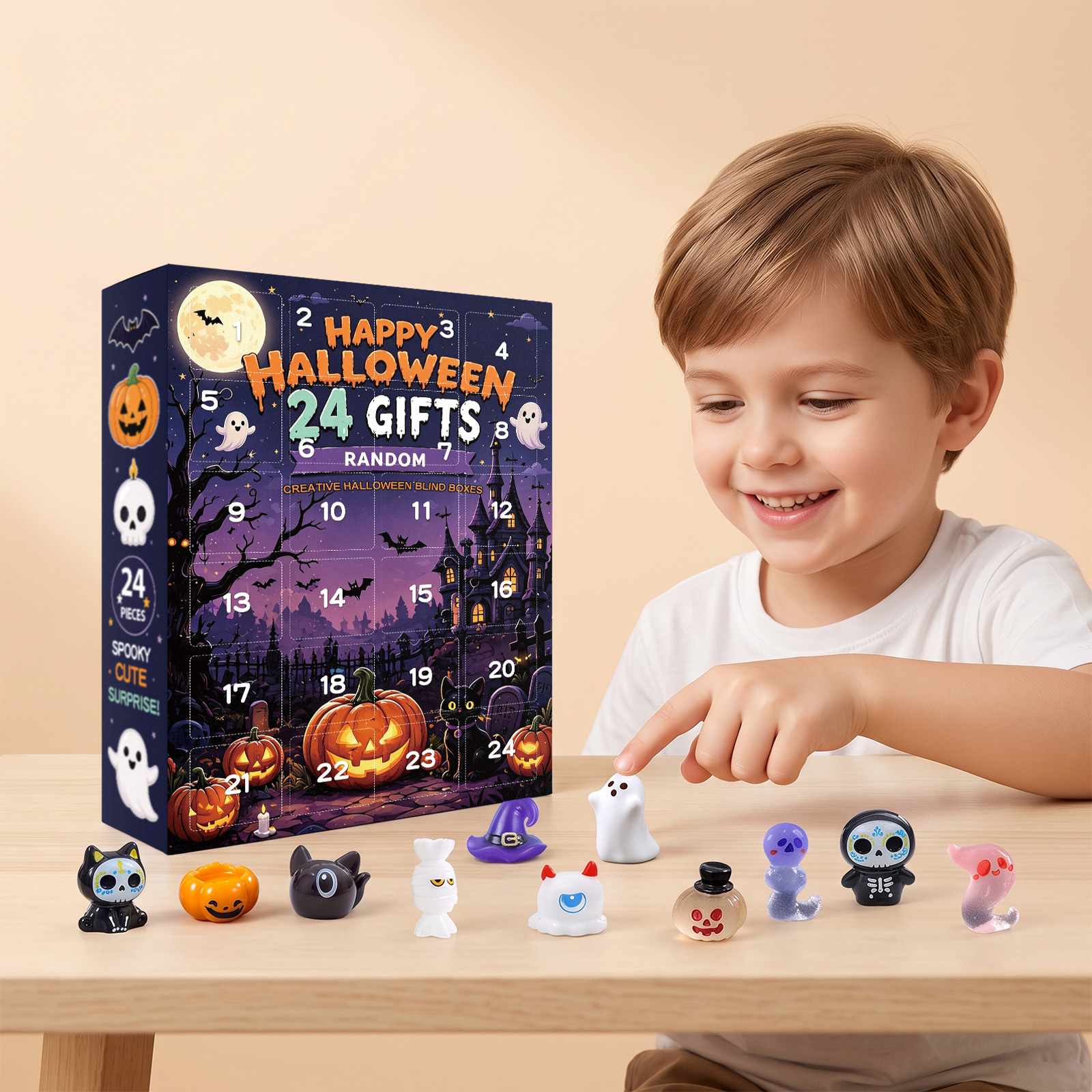 Eeljoy Assorted Halloween Ornament Blind Box Twenty Four Grid Countdown Various Shapes Decoration Gift