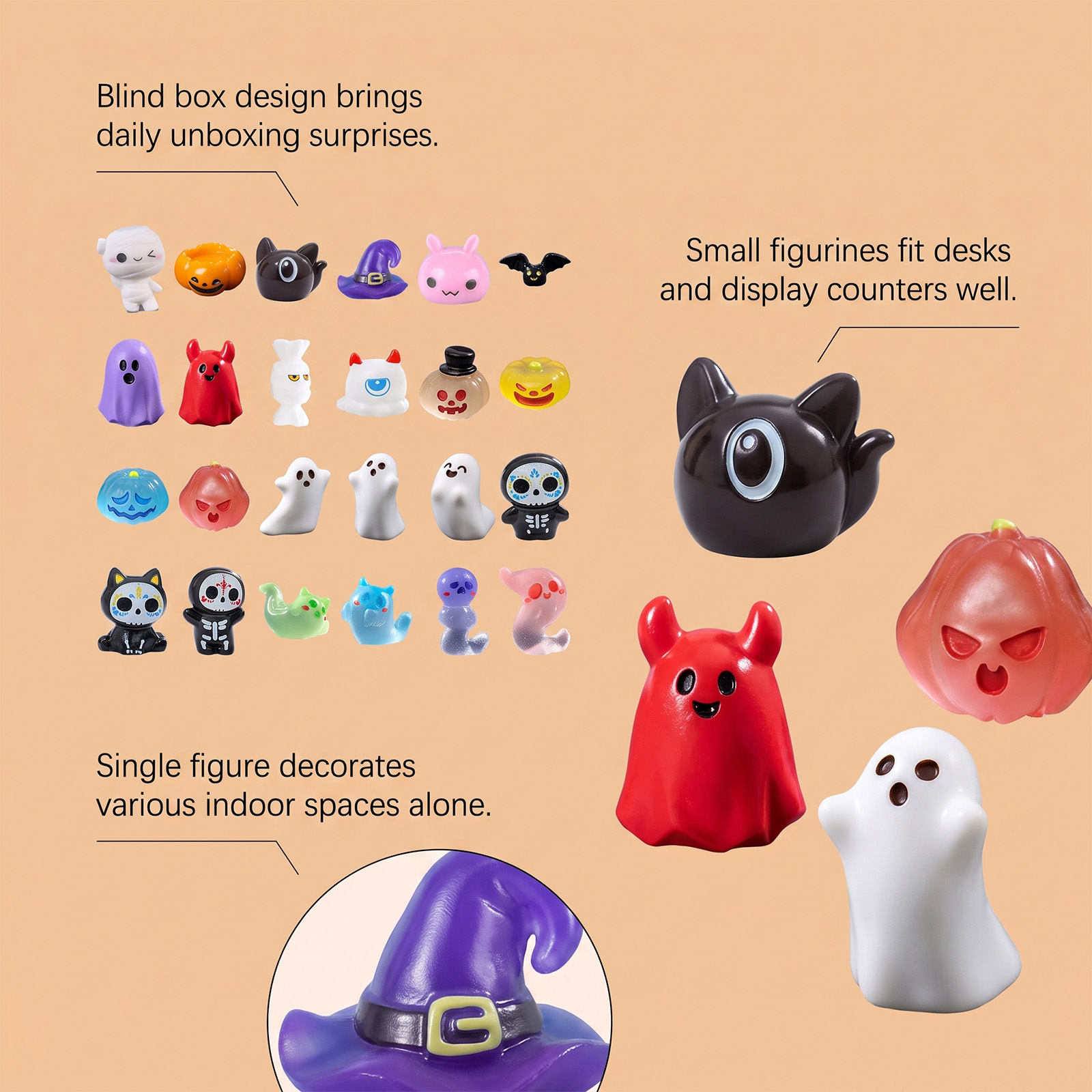 Eeljoy Assorted Halloween Ornament Blind Box Twenty Four Grid Countdown Various Shapes Decoration Gift