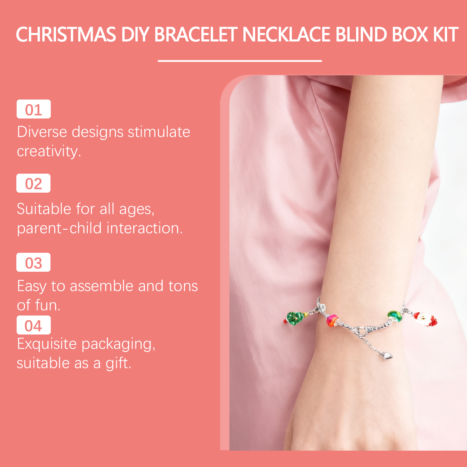 Dowmoo 24 Grid Christmas Diy Bracelet Necklace Blind Box Festive Fun Tiny Jewelry Creative Kit