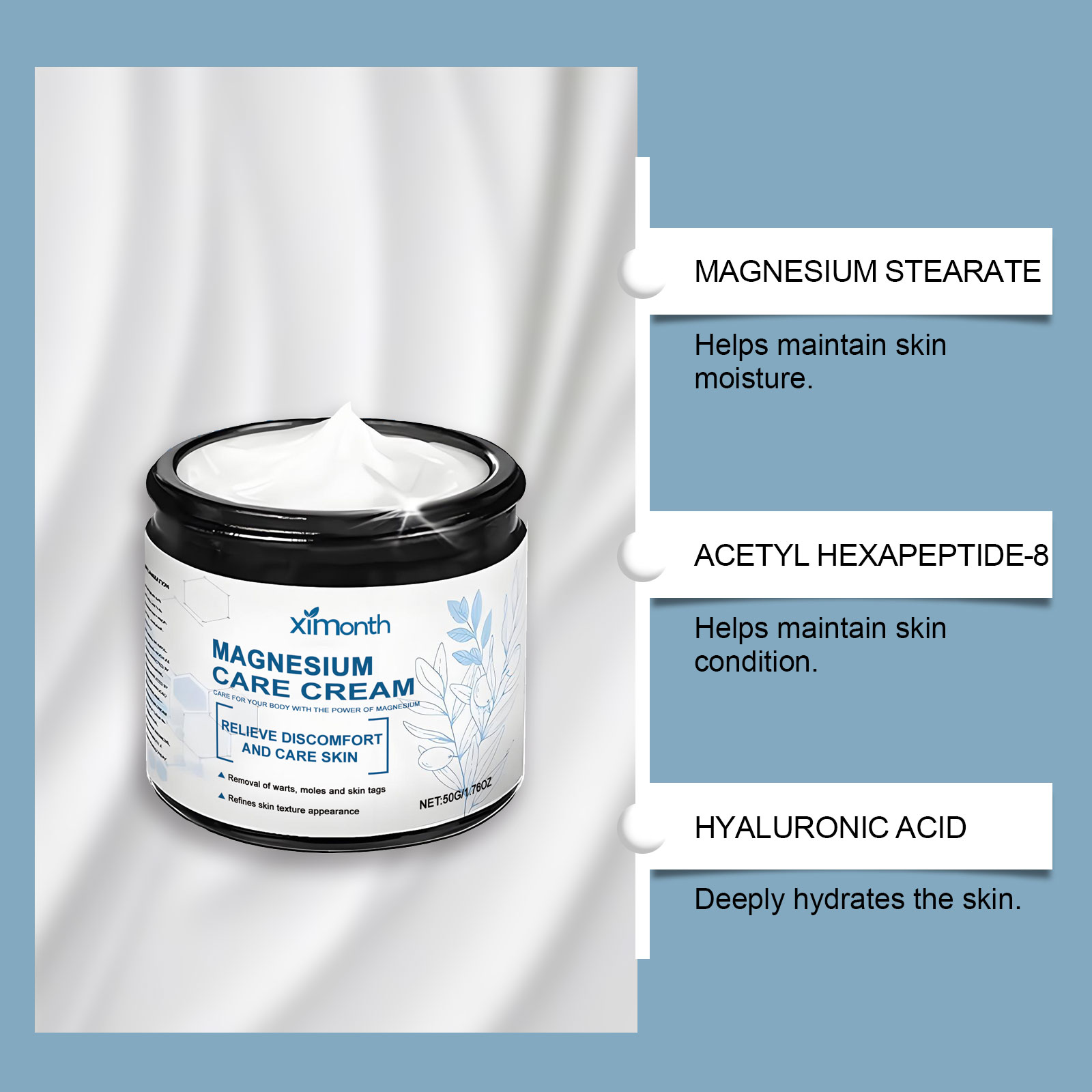 Magnesium Cream Moisturizing Nourishing Delicate Smooth Gentle Care For Body Skin