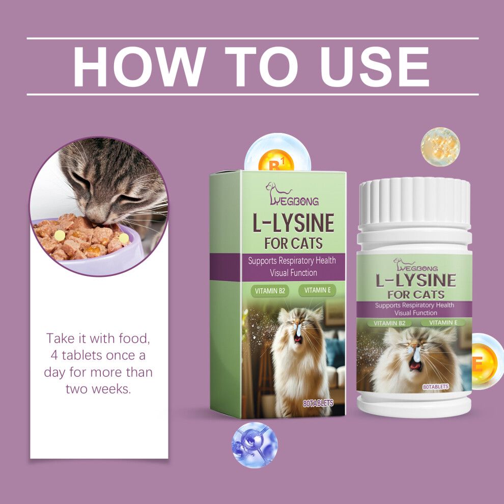 Cat L Lysine Tablets Respiratory Immune Support with Vitamin B2