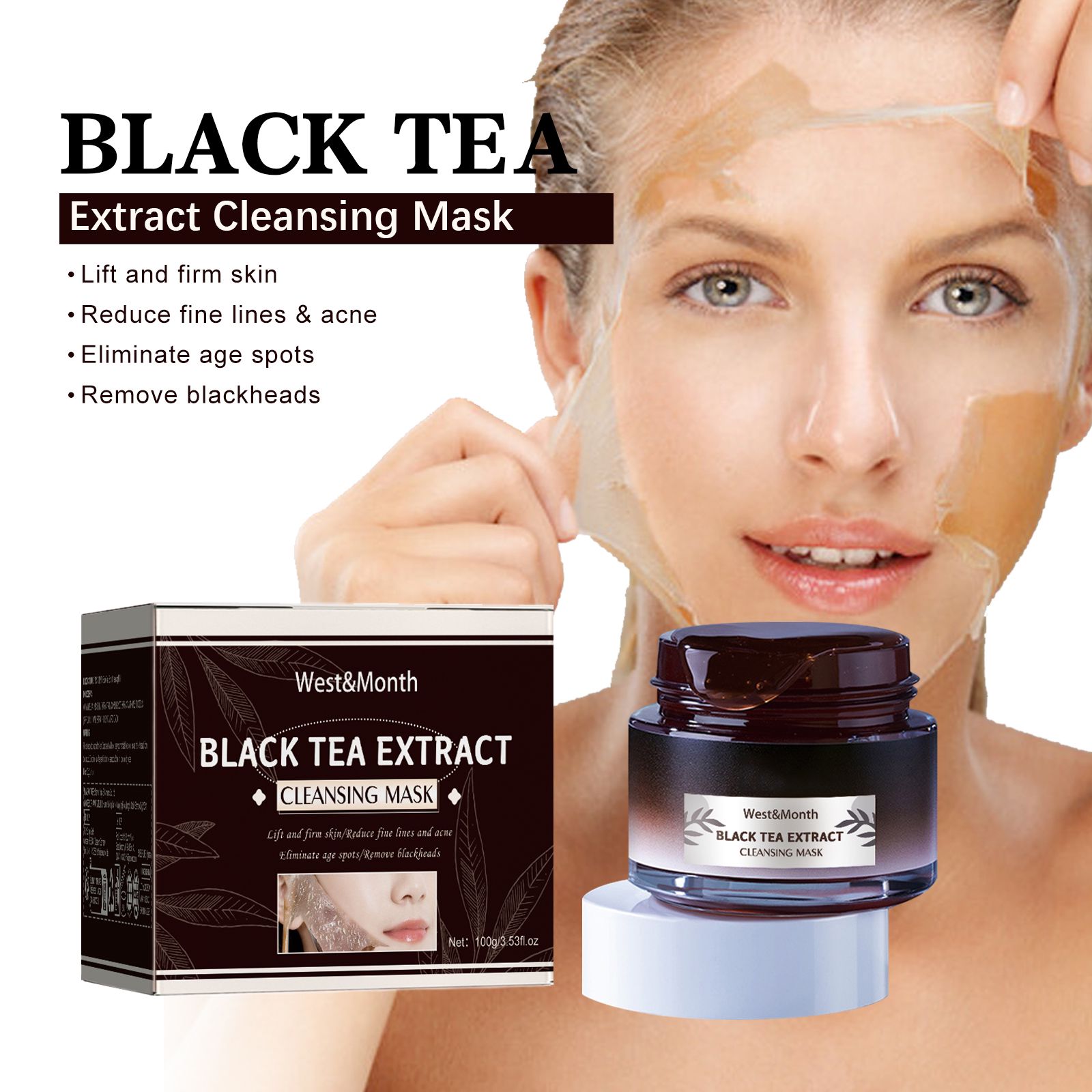 Black Tea Peel Off Mask Pore Refining Brightening Moisturizing For Daily Face Care