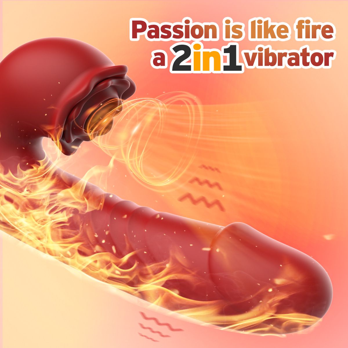 (Red) Sucking Vibrator Female Massagers Clitoral Stimulator 2 In 1 Instant Orgasm Vibrator AV Pleasure Masturbation Wand Women Adult Sex Toy