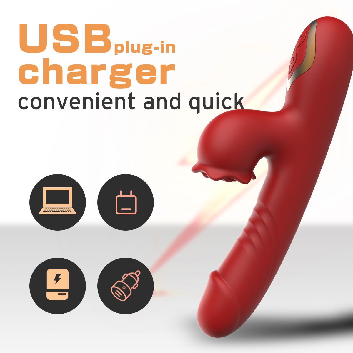 (Red) Sucking Vibrator Female Massagers Clitoral Stimulator 2 In 1 Instant Orgasm Vibrator AV Pleasure Masturbation Wand Women Adult Sex Toy