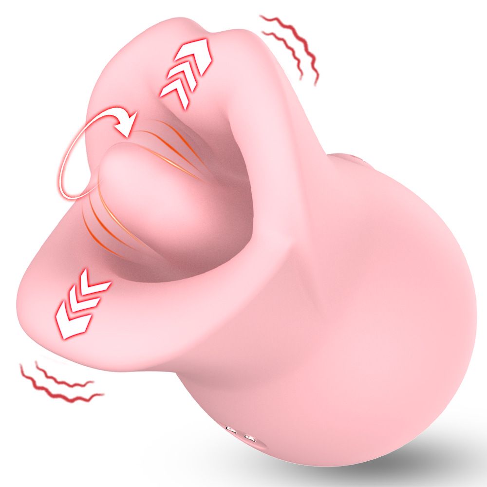 (Pink) Women Vibrator Sex Toys Dildo Rotating Biting Tongue Licking Masturbator Female Massager Adult Toys