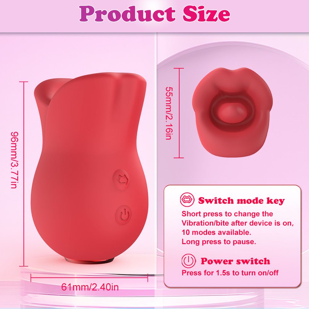 (Pink) Women Vibrator Sex Toys Dildo Rotating Biting Tongue Licking Masturbator Female Massager Adult Toys