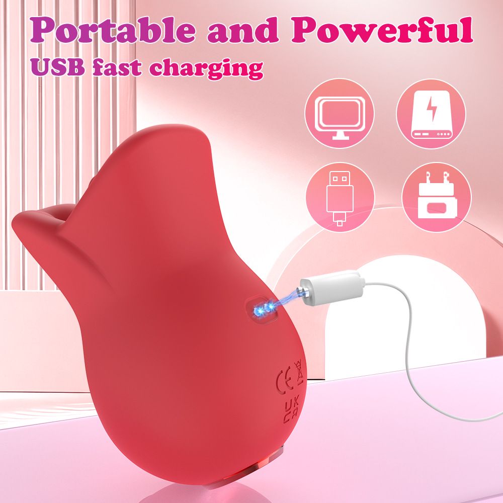 (Pink) Women Vibrator Sex Toys Dildo Rotating Biting Tongue Licking Masturbator Female Massager Adult Toys