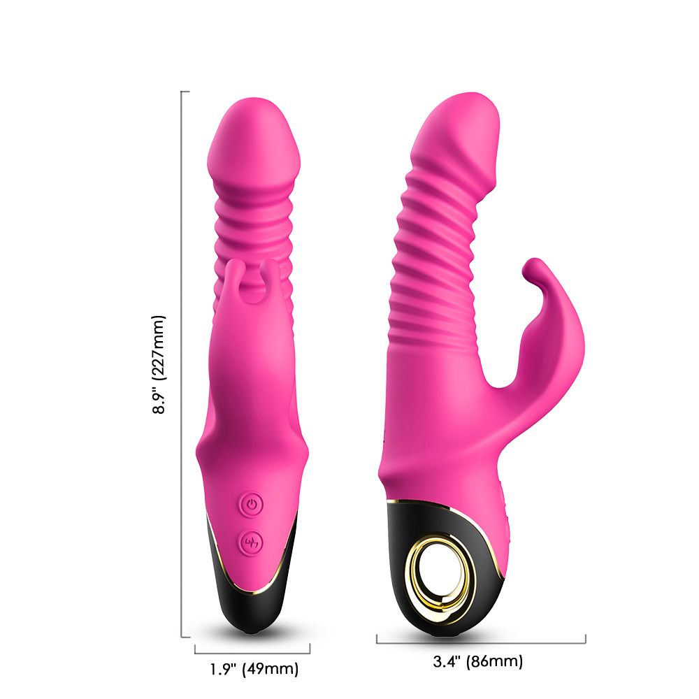 (Rose Red) Vibrating Wand Vibrator for Women Adult Sex Toy Dildos G-Spot Vibrators Telescopic Swinging Rabbit Head Female Masturbator