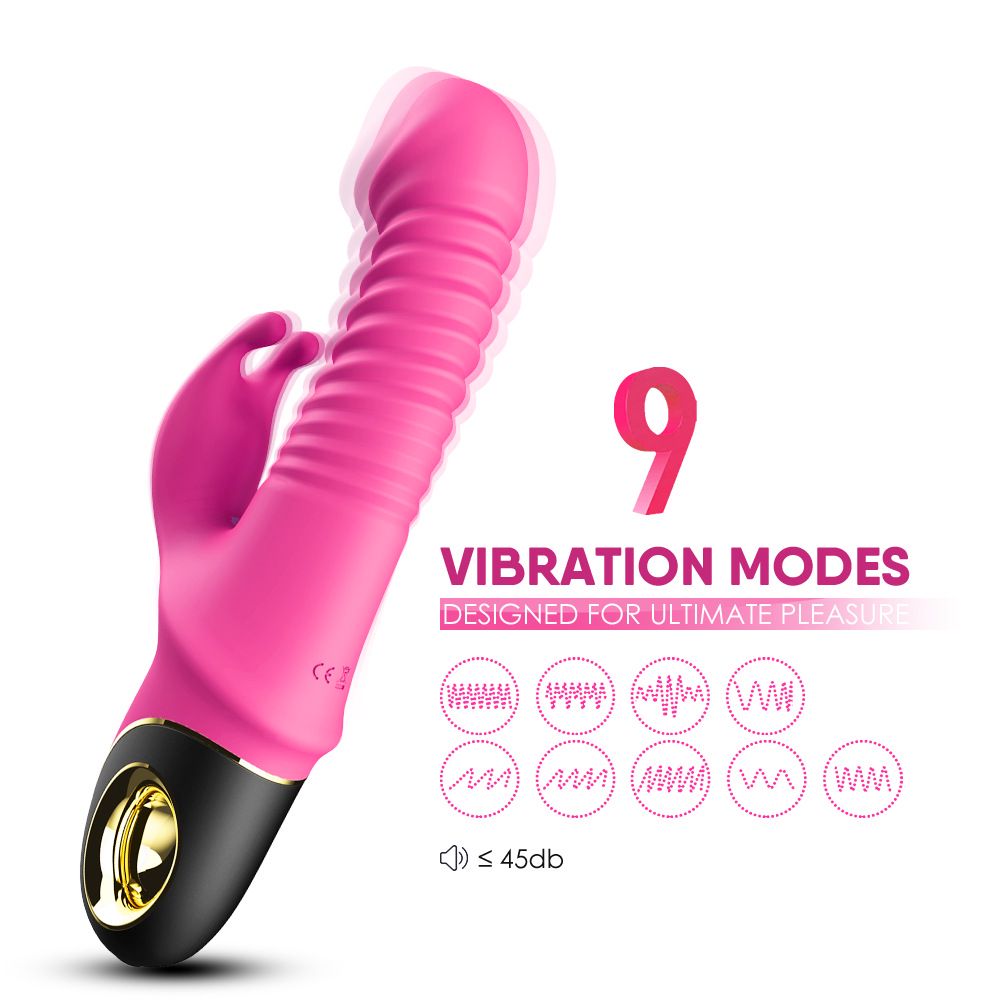(Rose Red) Vibrating Wand Vibrator for Women Adult Sex Toy Dildos G-Spot Vibrators Telescopic Swinging Rabbit Head Female Masturbator