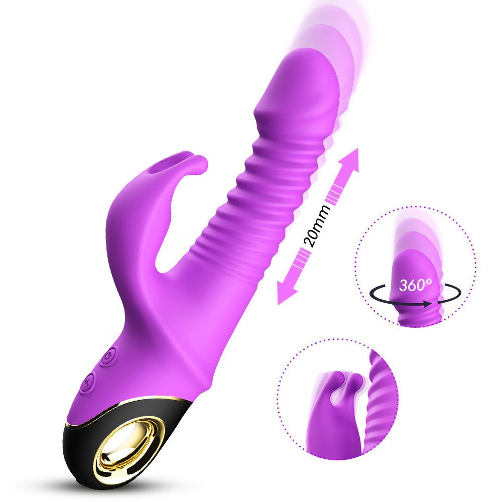 (Rose Red) Vibrating Wand Vibrator for Women Adult Sex Toy Dildos G-Spot Vibrators Telescopic Swinging Rabbit Head Female Masturbator