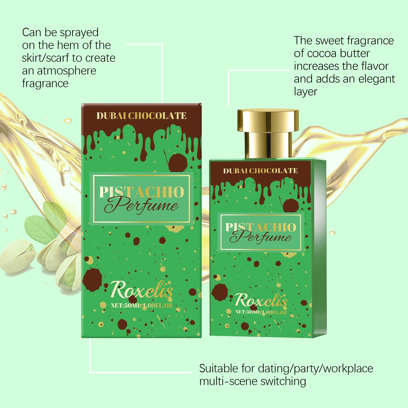 Pistachio Cocoa Perfume Vanilla Sweet Long Lasting Unisex For Daily Wear