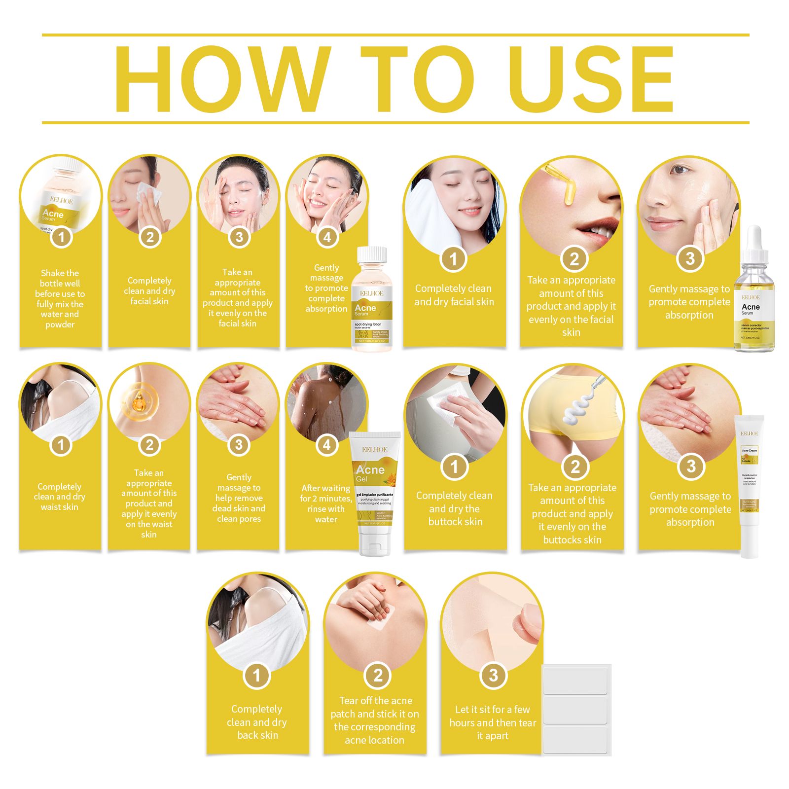 Acne Prone Skin Care Set With Essence Gel Cream And Patches For Daily Blemish Care