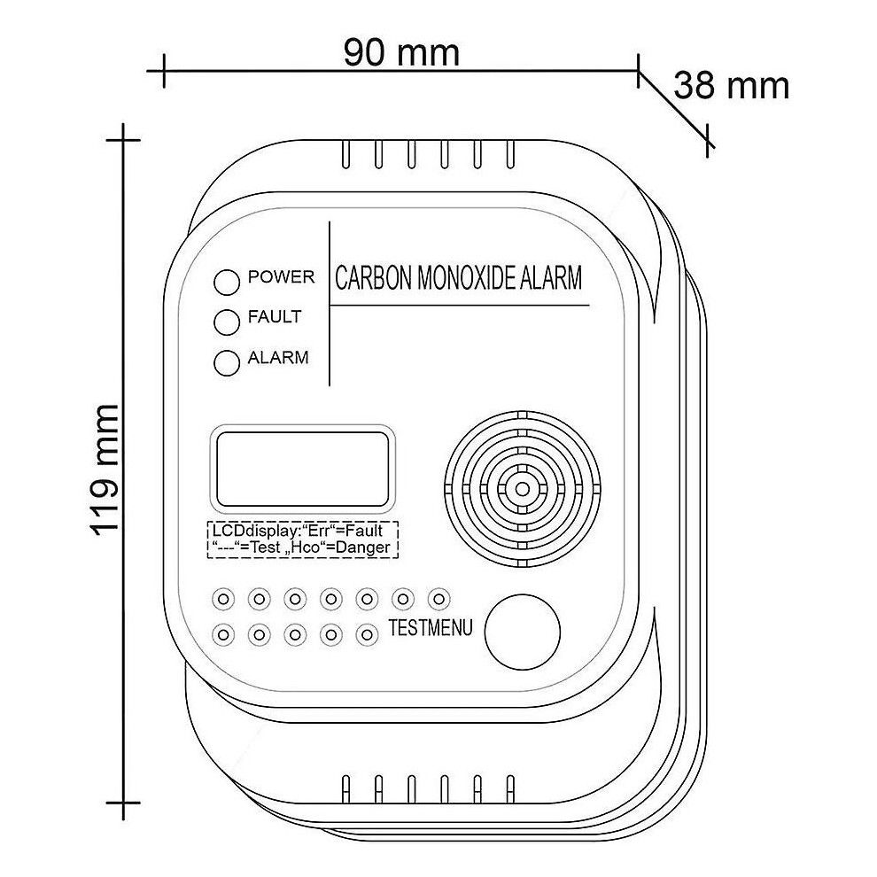 Carbon Monoxide Detector Battery Powered Gas Detector With Display And Temperature Gauge 