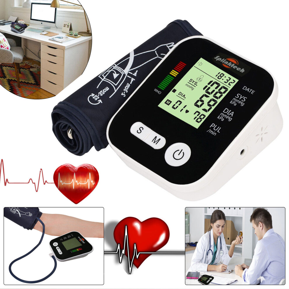 Digital Automatic Blood Pressure Monitor Upper Arm BP Machine (Black)