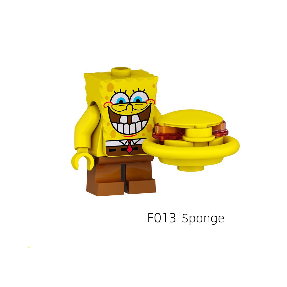 Spongebob Minifigure Stitching Set Building Blocks Kit Mini Cartoon Action Figures Collectible Figures Cartoon Character Doll Toy Fit Lego 8Pcs