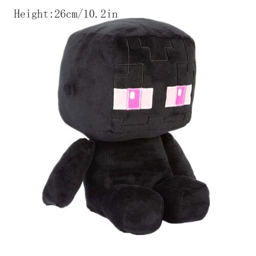 (Black, 26cm/10.2in) Minecraft Plush Toy Creeper Enderman Pixel Doll