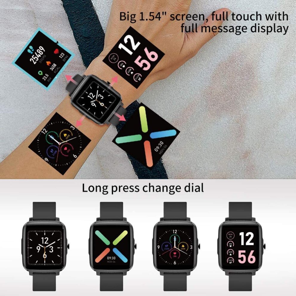 gandley Smart Watch 1.54' Full Touch Screen for Android iOS Activity Tracker IP68 Waterp