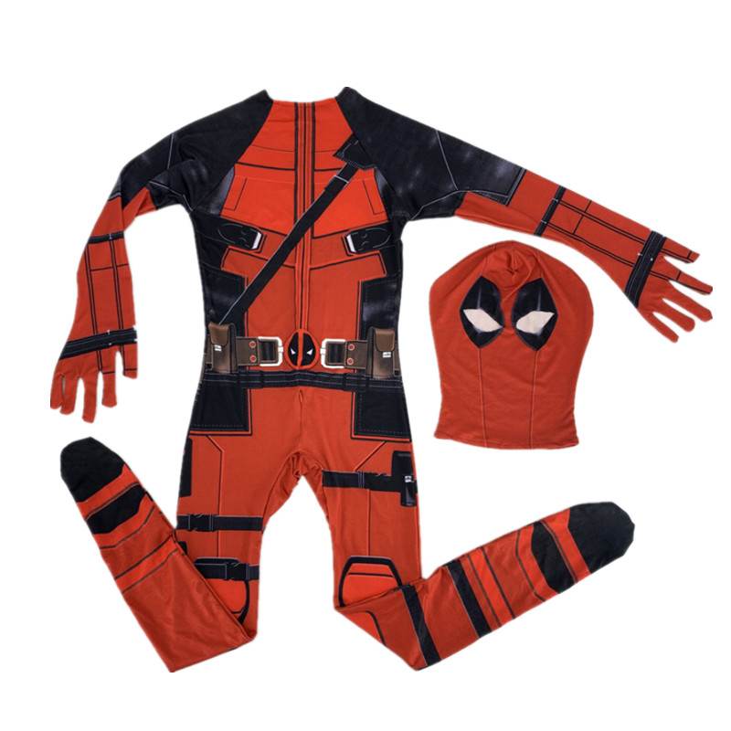 (7~8 Years) Kids Boys Superhero Costume Deadpool Full Body Halloween Party Cosplay Jumpsuit Unisex Kids Lycra Spandex Zentai Bodysuit