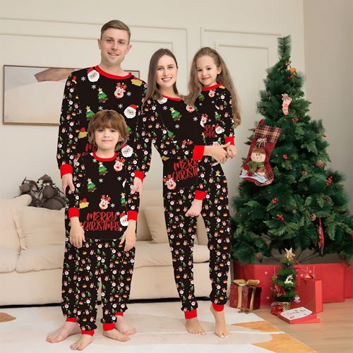 Christmas Family Matching Pajamas Christmas Tree Santa Deer Print Adults Kids Family Matching Outfits Top and Pants 2PCS Xmas Sleepwear Pyjamas Baby Jumpsuit