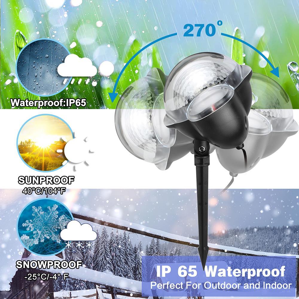 Christmas Projector Light LED Snowfall Light Rotating White Snowflake Waterproof with Wireless Remote Outdoor Indoor Use Holiday Xmas Halloween Party Wedding Patio Garden Decoration