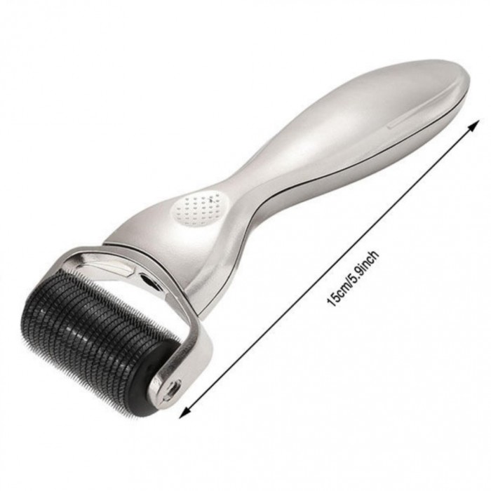 (Silver) Derma Roller DRS 3 In 1 Kit 180/600/1200 Titanium Needle Skin Care Microneedle Roller with 3 Replacement Heads Body Face Eye Therapy Stainless Steel Home Use Gold Silver 0.5mm 1.0mm 1.5mm