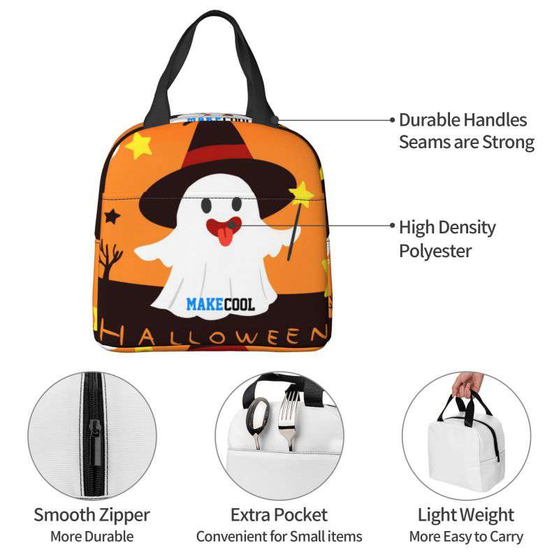 Ghost Insulated Lunch Bag Thermal Food Bag Lunch Box Bag Children Outdoor Halloween Decoration Portable Back to School XMAS Gift for Kids