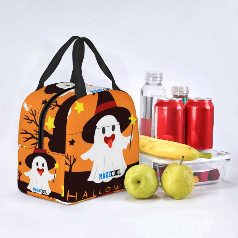 Ghost Insulated Lunch Bag Thermal Food Bag Lunch Box Bag Children Outdoor Halloween Decoration Portable Back to School XMAS Gift for Kids