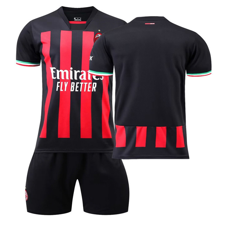 (Kids 16) AC Milan Home Jersey 2022-2023 Team Soccer Jersey Football Kits For Kids Adults