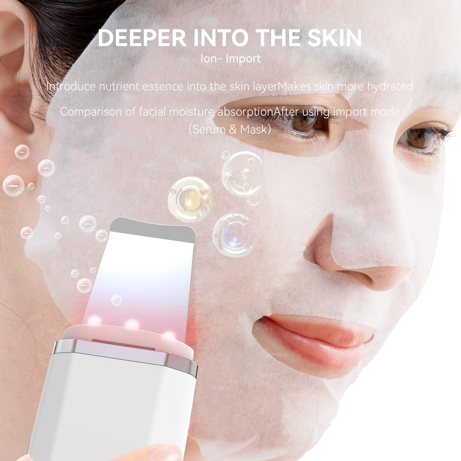 Skin Scrubber Blackhead Remover Facial Skin Spatula Ultrasonic Cleaner Pore Acne Cleaner Tool Waterproof Facial Scraper Skin Care Device Deep Cleaning