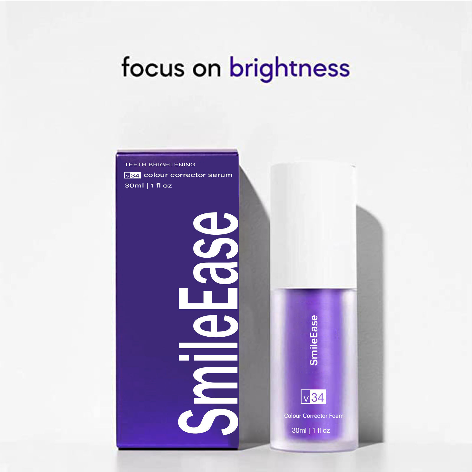 SmileEase V34 Colour Corrector Serum Tooth Whitening Purple Toothpaste Remove Tartar Repair Smoke Teeth Oral Health Care 30ml