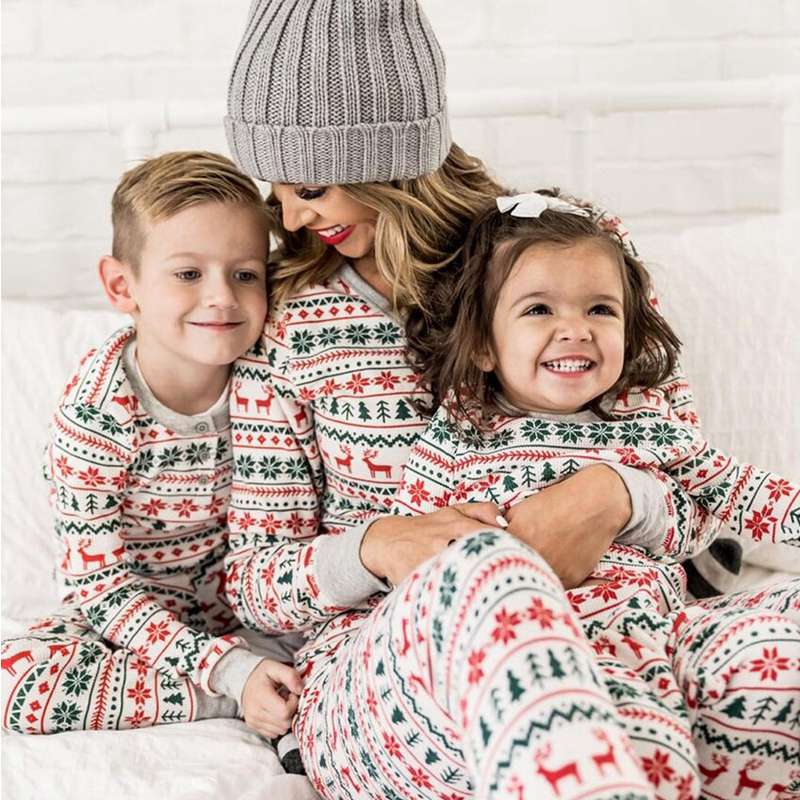(3M Baby) Christmas Family Matching Pajamas New Year Xmas Father Mother Kids Baby Clothes Set Dad Mom And Daughter Son Pyjamas Outfit