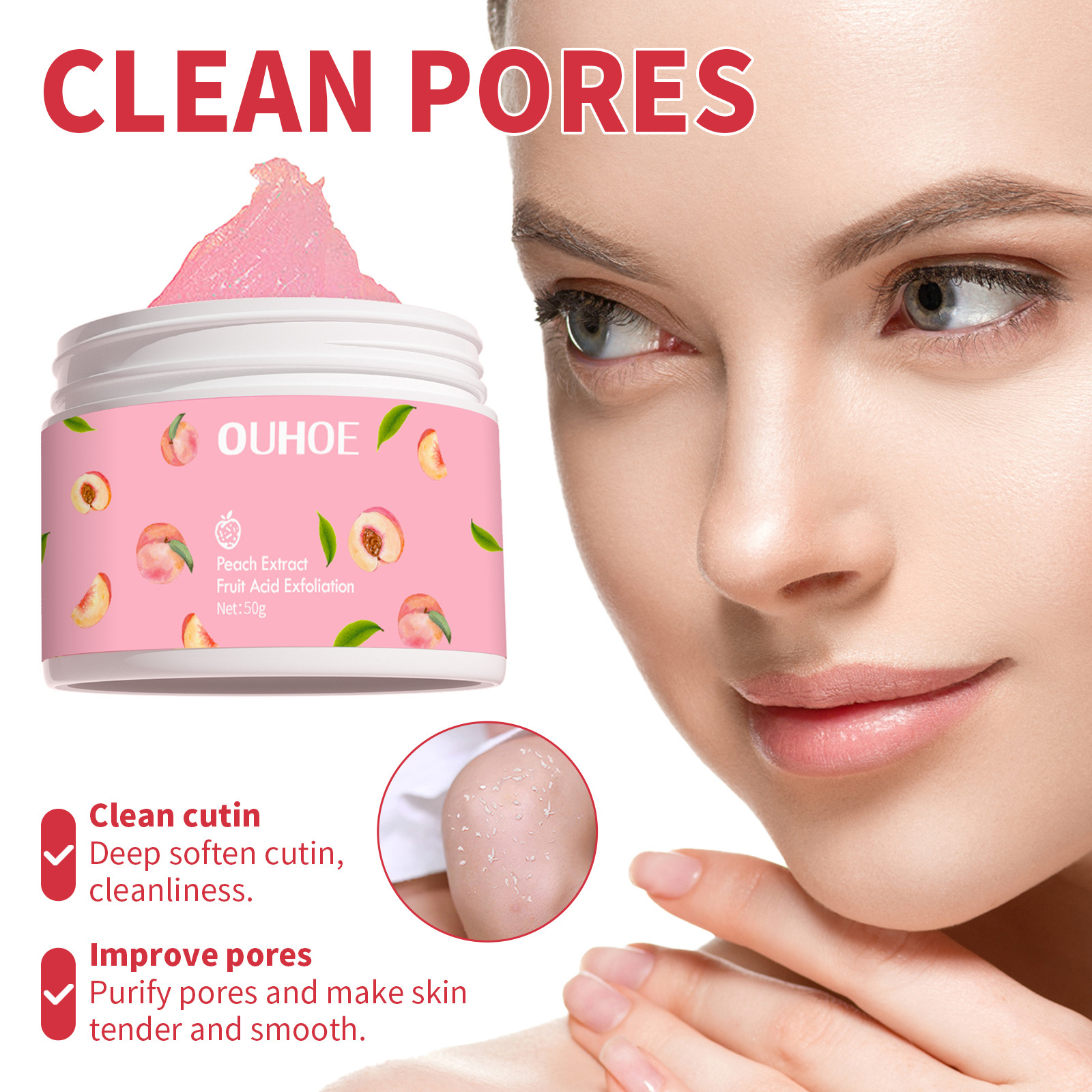 Extract Exfoliation Acid Exfoliating Cream Whitening Face Scrub Cream Skin Care  Peach Smoothing Gel Deep Cleansing Face Scrub Hydrating Moisturizing