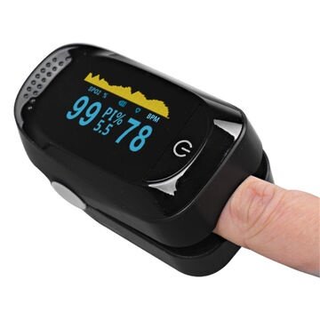 Fingertip Pulse Oximeter Blood Oxygen Saturation Monitor Heart Rate Monitor and SpO2 Levels With OLED Screen Black
