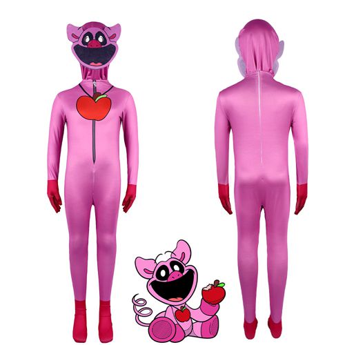 (110CM) PickyPiggy Poppy Playtime 3 Smiling Critters Costume Child Halloween Party Dress up With Head Cover Bodysuit