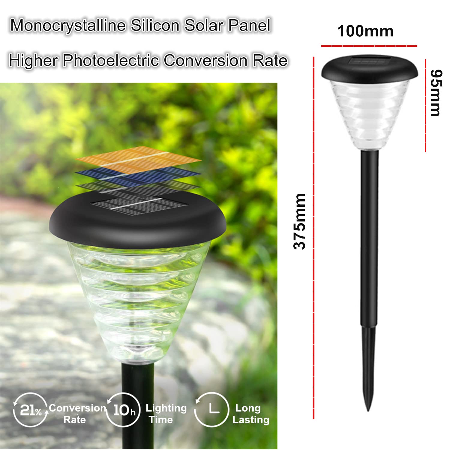2pcs Solar Outdoor Lights Landscape Waterproof Spotlights Smart Light Sensing for Garden Pathway Walkway Yard