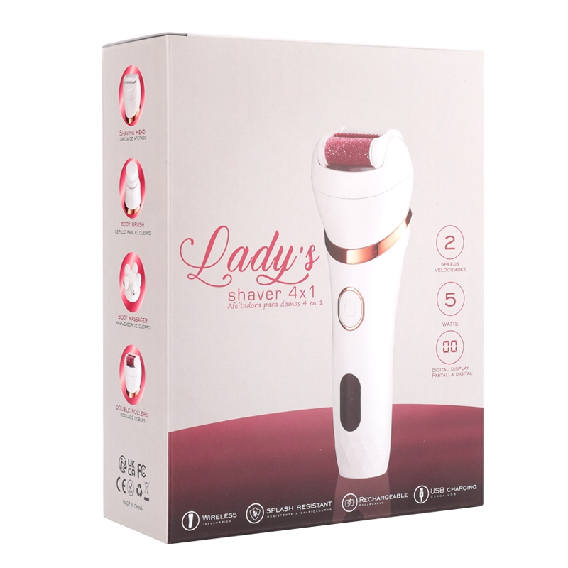 Electric Foot File 4 in 1 Electric Callus Remover with Electric Razors Massage Head Cleansing Brush Rechargeable 2 Speeds for Dead Hard Cracked Dry Skin