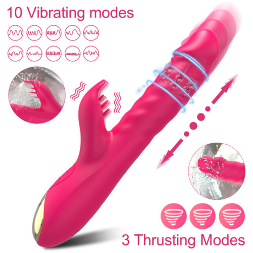Rabbit Vibrator Thrusting Rotating Dildo Clit G-Spot Massager Sex Toys for Women Tongue Oral Clit Licking Clitoris Adult Sex Toys Sexual Wellness