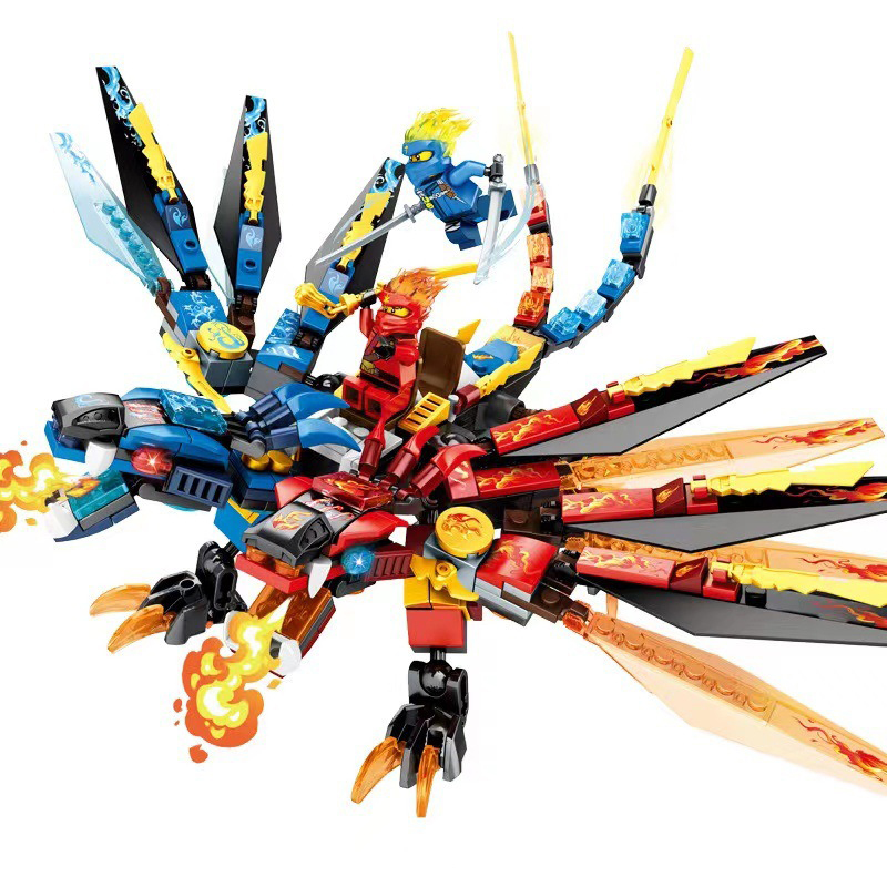 NINJAGO Dragon Forge Building Blocks Toy Fire Dragon Knight Ninja Blocks Flying Mecha Dragon Temple Puzzle Assembly Model Toys For Children Fit LEGO