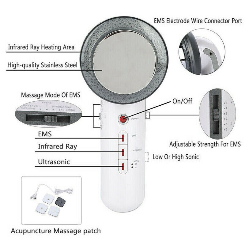 3in1 Ultrasonic Cavitation Body Slimming Massager Machine Body Fat Cellulite Remover