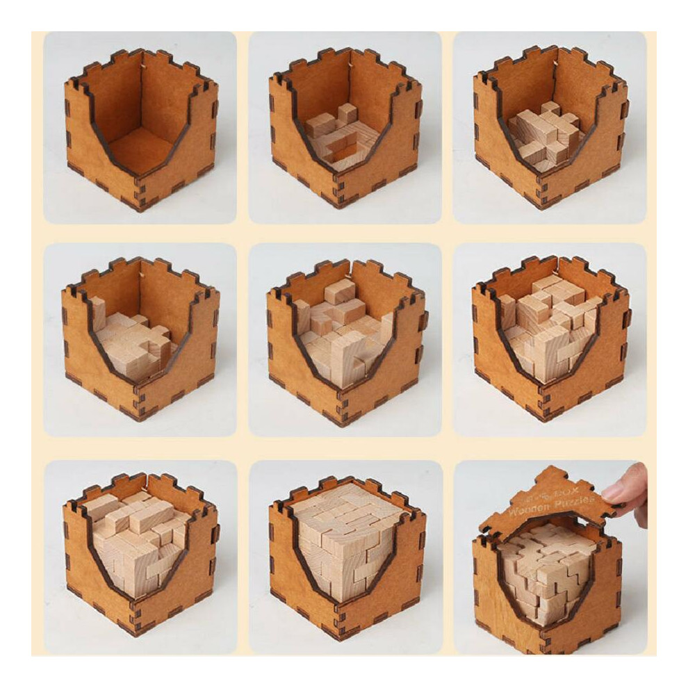 2024 New 3D Wooden Brain Teasers Logic Box Puzzle Game for Adults