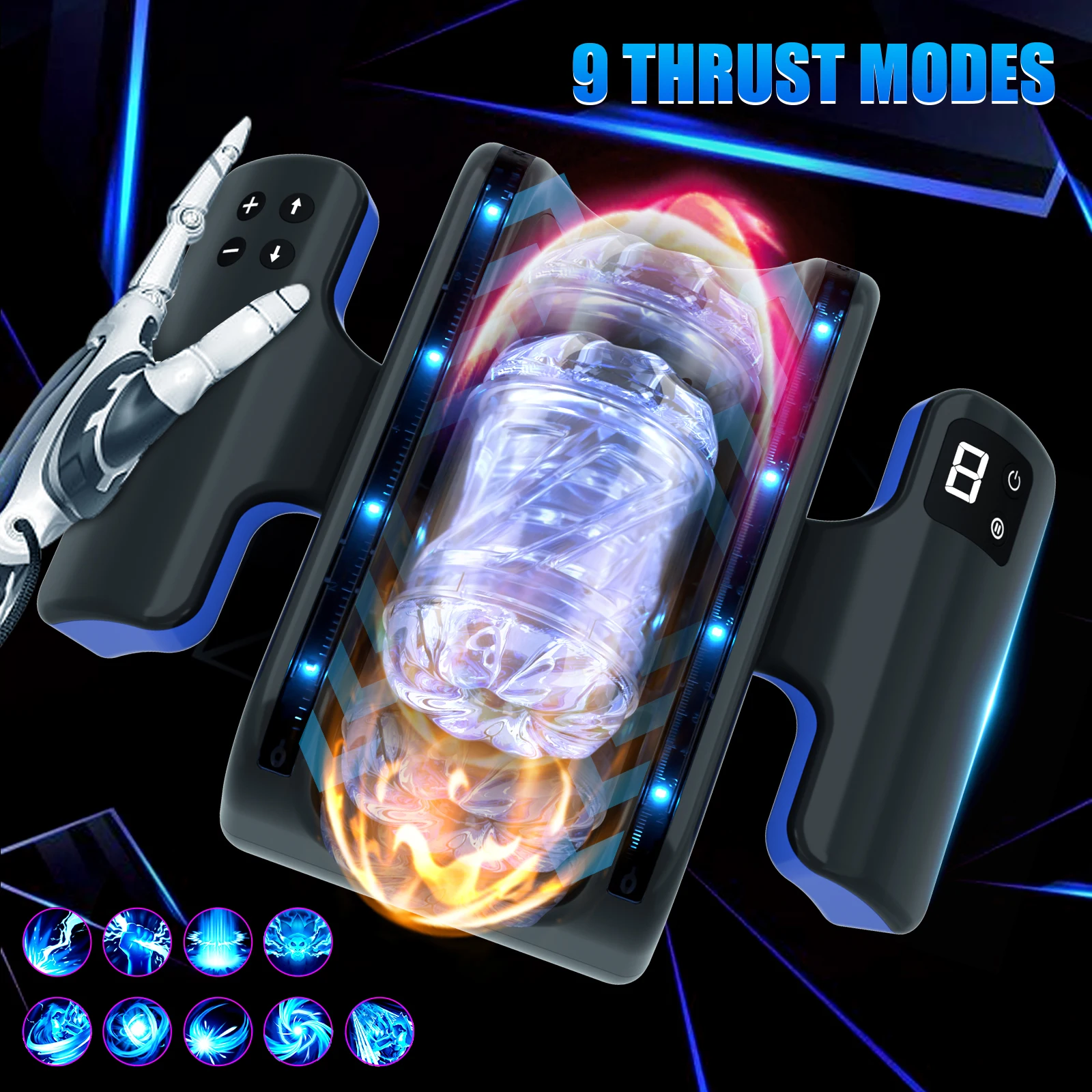 Male Masturbator 20cm Thrusting High Speed Automatic Telescopic Vagina Masturbator Cup Penis Trainer Sex Toys for Men Blowjob Machine Realistic Textured