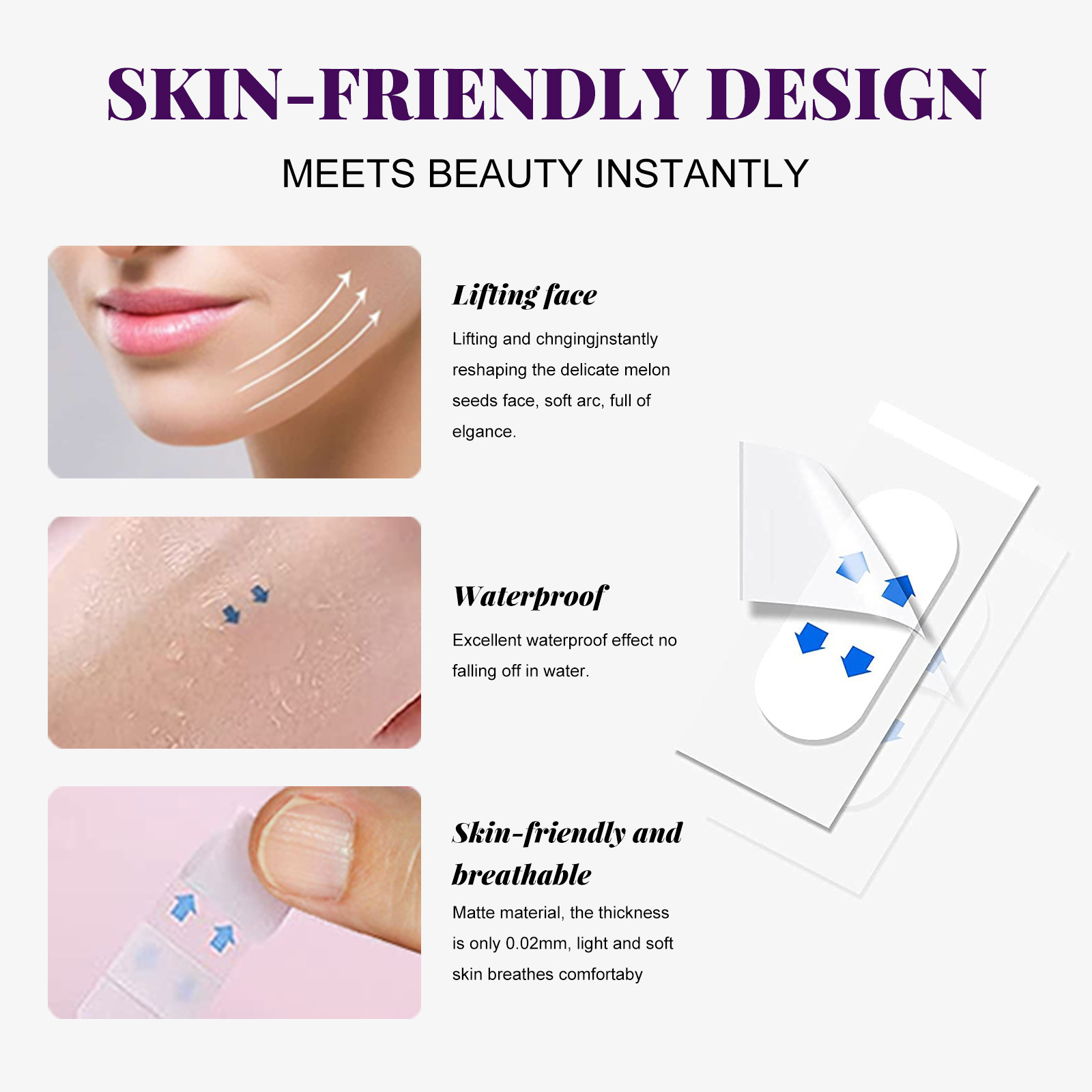 EELHOE V-lift Makeup invisiblAdhesive Tape Invisible Breathable Lift Face Sticker Lifting Tighten Chin