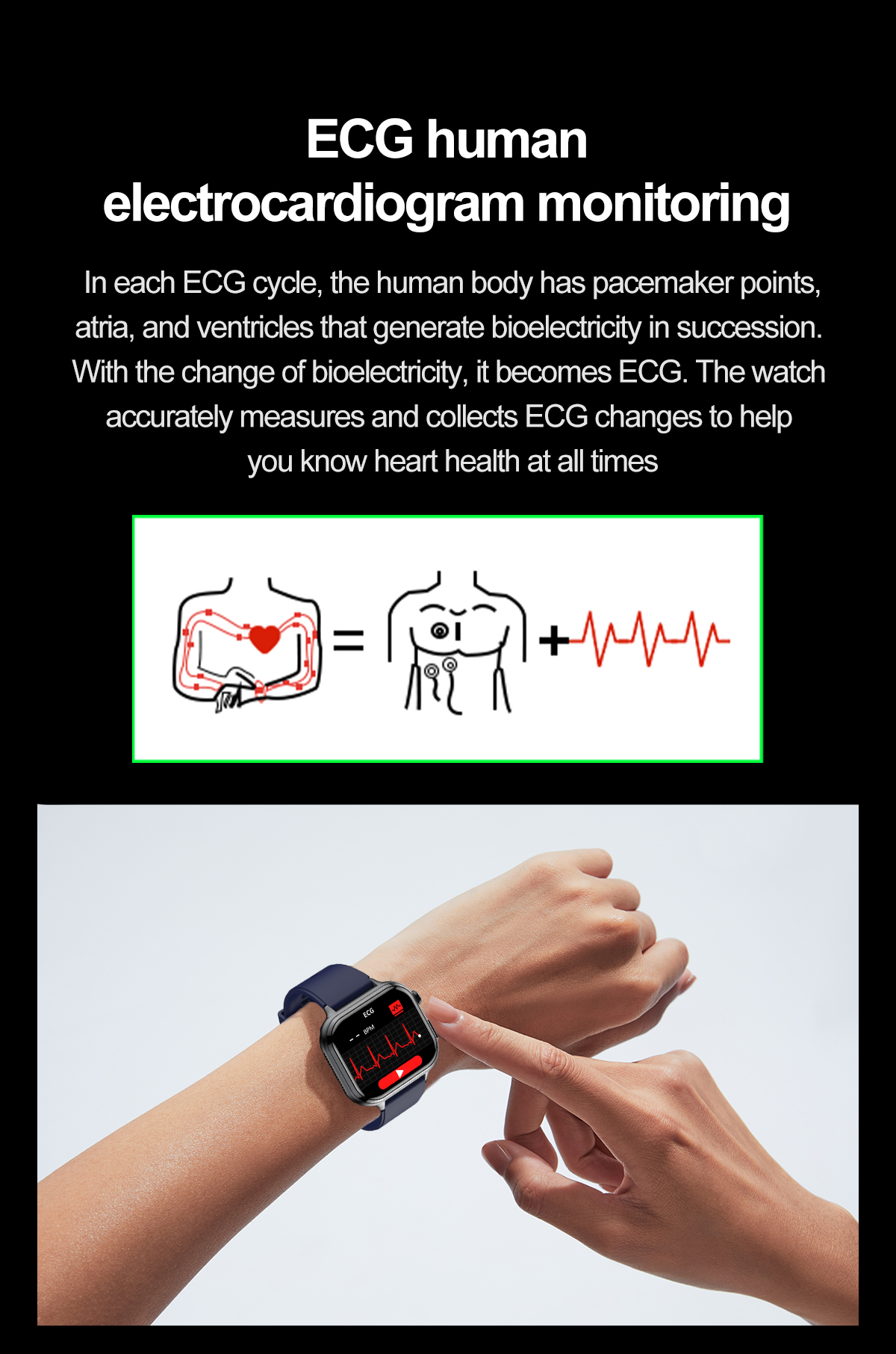 AI Medical Grade Health Smart Watch Man ECG+PPG+HRV Blood Sugar Fat Uric Acid Heart Rate BT Call Smartwatch