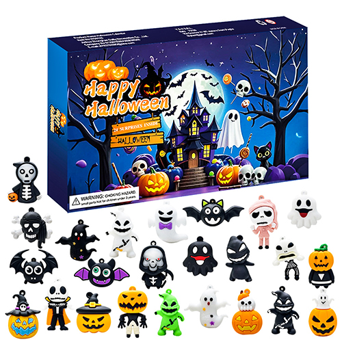 Halloween Advent Calendar Box Halloween Countdown Calendar 24Pcs Spooky Surprise Toys Set Surprise Gifts for Kids
