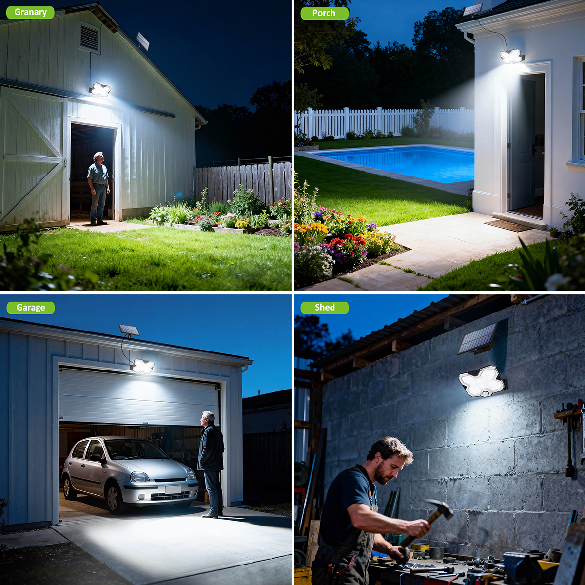 Solar Wall Lamp Solar Light with 180 LEDs Auto On Off Waterproof IP65 Solar Panel Separate Three Lighting Modes for Outdoor